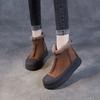 Johnature Retro Plush Warm Women's Boots Genuine Leather Thick Soled Casual Versatile Short Boots