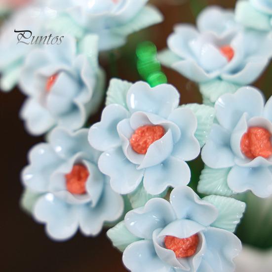Ceramic Flower with Stem Realistic Handcrafted Artificial Home Colorful Blossom Decoration Office Living Room Vase Fake Simulation Decor