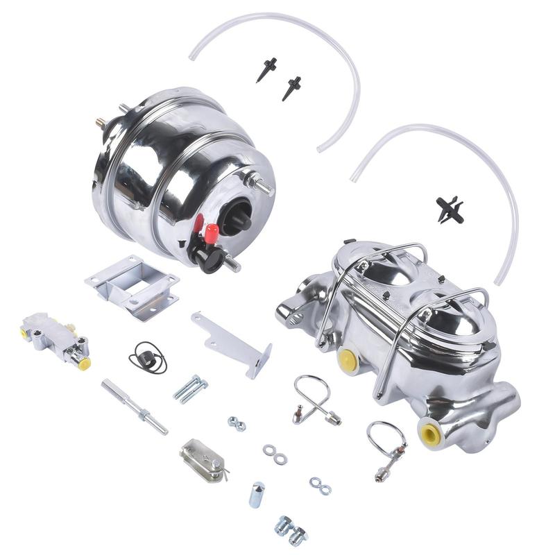 AP02 7 Chrome Power Brake Booster Master Cylinder Disc Drum Kit for Chevrolet Bel Air 150 210 1955-1957