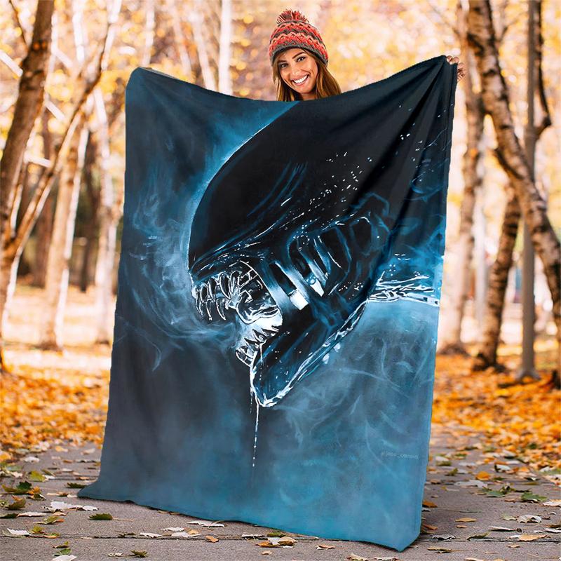 Alien Flannel Blanket Soft Warm All-Season Throw, Design for Camping, Car Travel, Hiking Sofa, Bed, Office Perfect Gift for Parties
