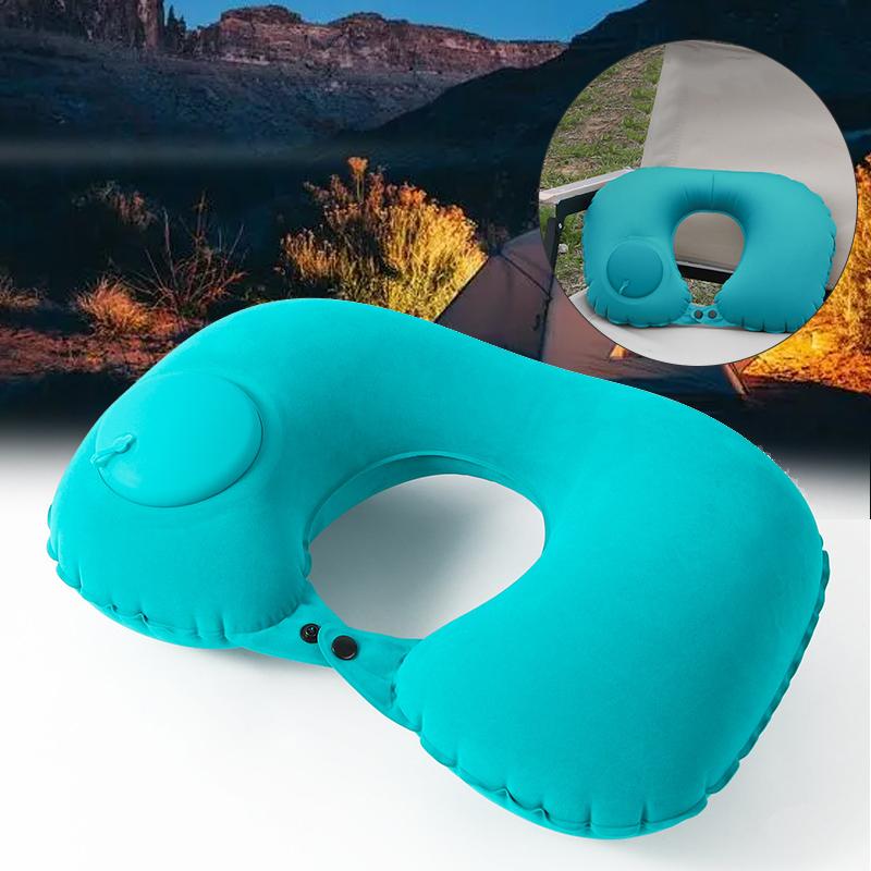 U-shaped Automatic Air Inflatable Pillow Neck Cushion Portable Travel Neck Pillow Outdoor Travel Cushion Camping Gear