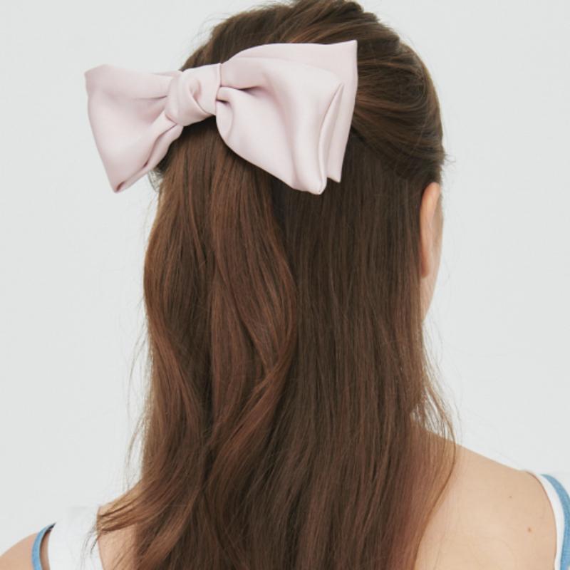 UNI.J Baby-pink Side Ribbon Hair Clip Ia110