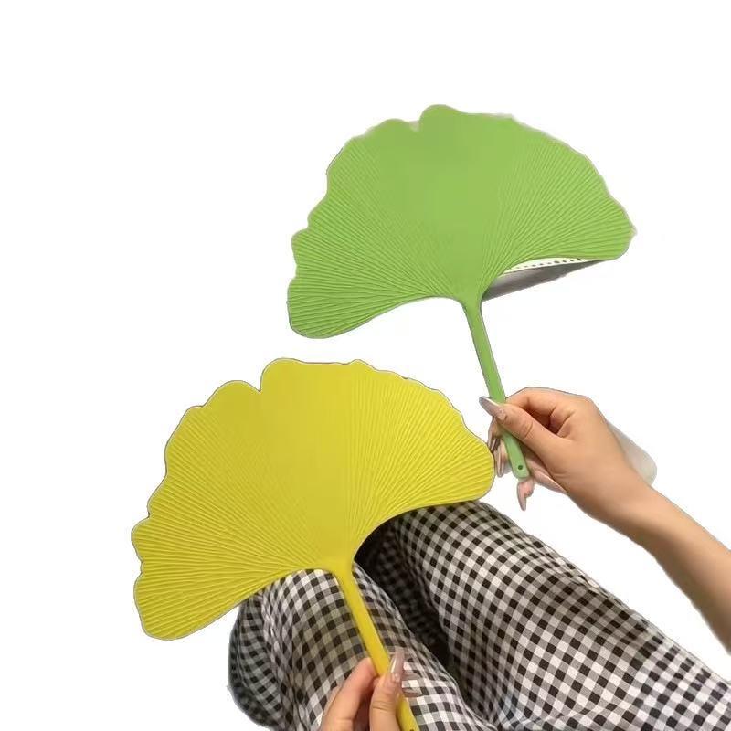 Apricot Ginkgo Leaf Rattan Fan: Durable, Portable, Anti-drop, Artistic Hand-Cranked Fan - 2025 New Style for Summer.