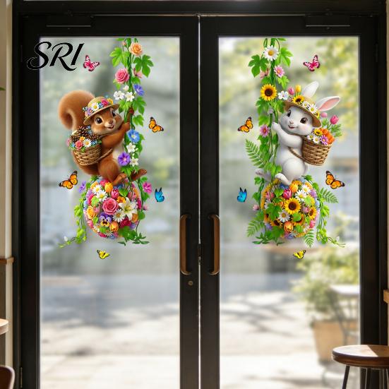 Window Decoration for Parties Hello Summer Clings Hawaiian Tropical Theme Static PVC Glass Electrostatic Cling Sticker Beach Pool Party Home