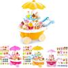 Premium 39pcs Kids Cake Food Ice Cream Cart Shop Toy Pretend Play Set With Music