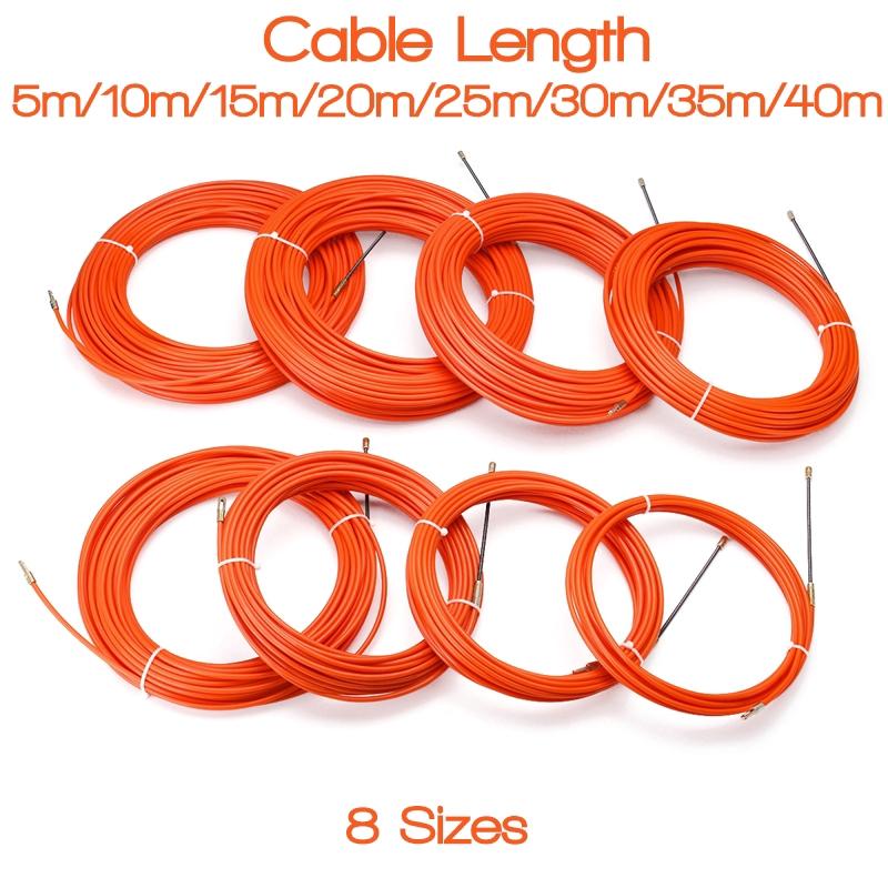 4mm 5 Meter To 40 Meter Guide Device Nylon Electric Cable Push Pullers Duct Snake Rodder Tape Orange Wire