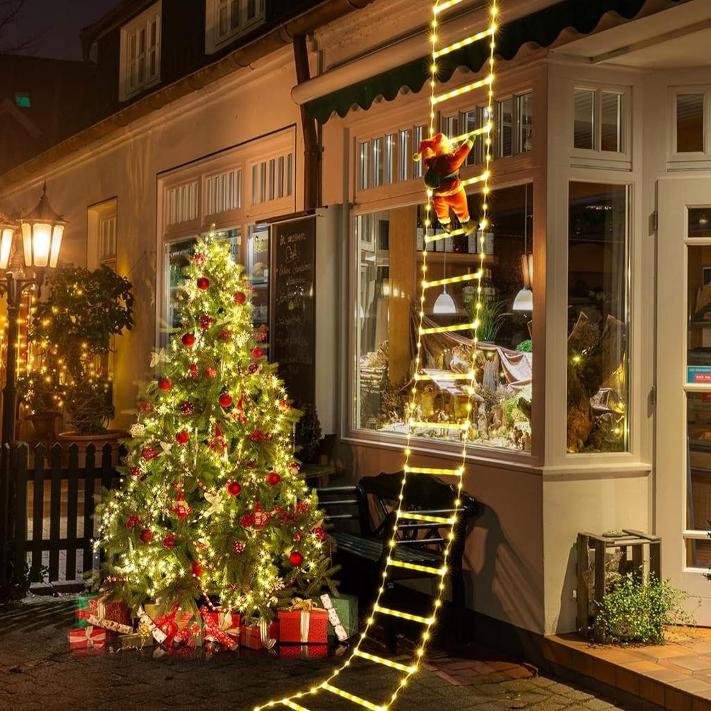 3M Santa Claus Climbing Ladder Light USB Plug 8 Flashing Modes Christmas Decoration for Home Xmas Tree Wall Window Decoration