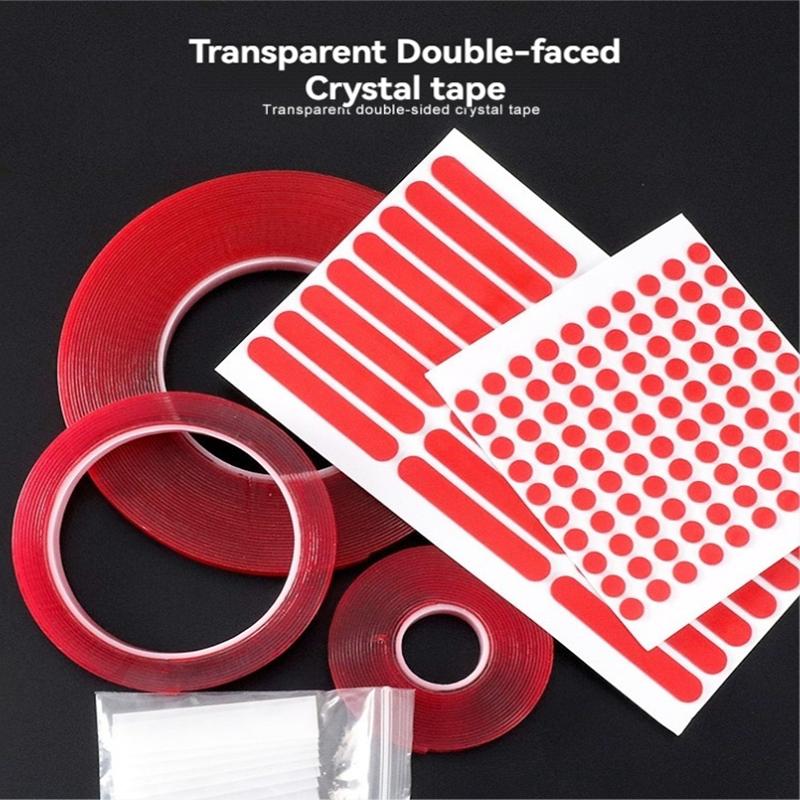 2 pièces Film Rouge Transparent Ultra Fin Ruban Adhésif Double Face Résistant aux Hautes Températures Sans Marques Imperméable Adhérence Forte Adhés