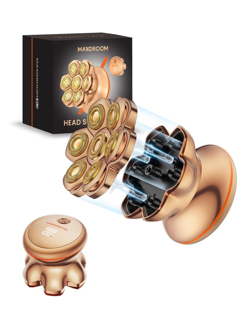 MAXGROOM Electric Shaver with 7D Magnetic Detachable 8800 RPM IPX6 1400mAh Rotary Shaver for Wet and Dry Shaving for Men and LED Fast and a Great Day