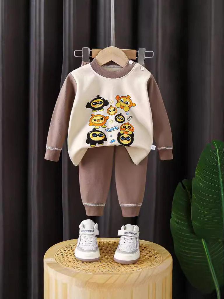 Kids' Pure Cotton Underwear & Homewear Set - Boys & Girls Autumn Cartoon Clothes & Trousers