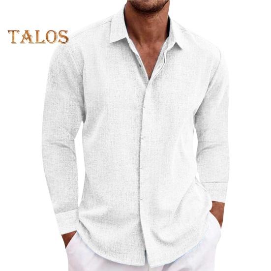 Fall Spring Men Shirt Button-down Turn-down Collar Cardigan Long Sleeves Loose Mid Length Casual Daily Wear Office Business Top