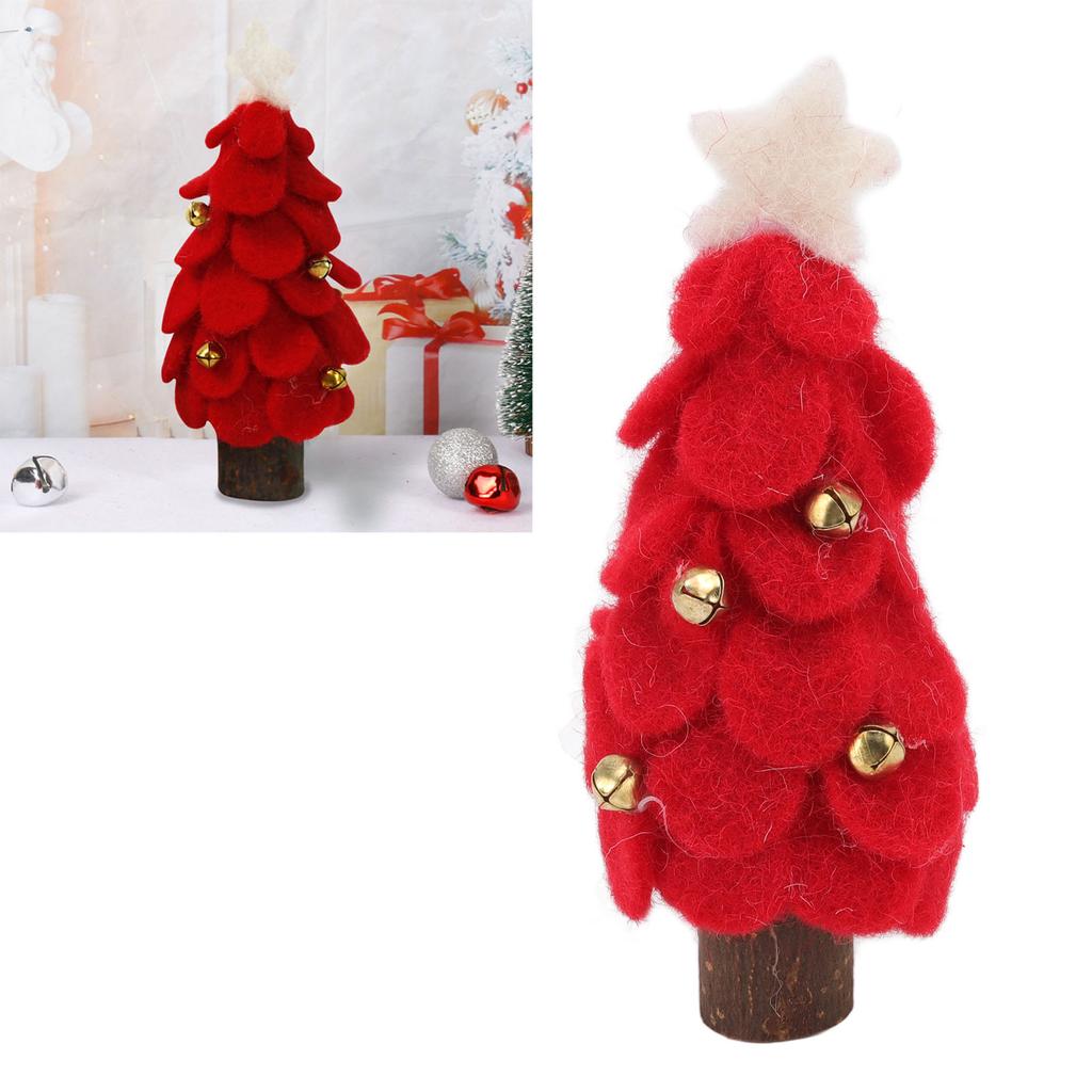 Wool Felt Christmas Tree Wood Small Christmas Tree Decorations for Home Display Window Red