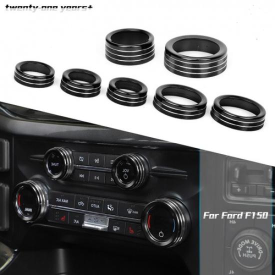 Air Condition Headlight 4WD Trailer Switch Knob Trim Ring for Ford F150 21+Black