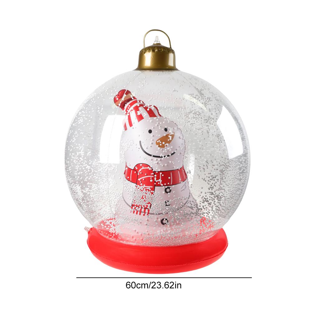 60cm PVC Inflatable Christmas Ball Giant Inflatable Christmas Balls with Lights Remote Control Xmas Decoration Yard Party Decor