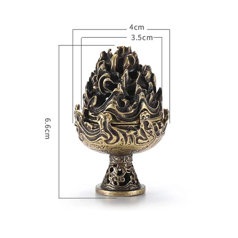 Buddhist Sense Brass Alloy Cone Incense Burner Bronze Censer Tea Ceremony Antique Ornament Home Decoration Traditional Thurible