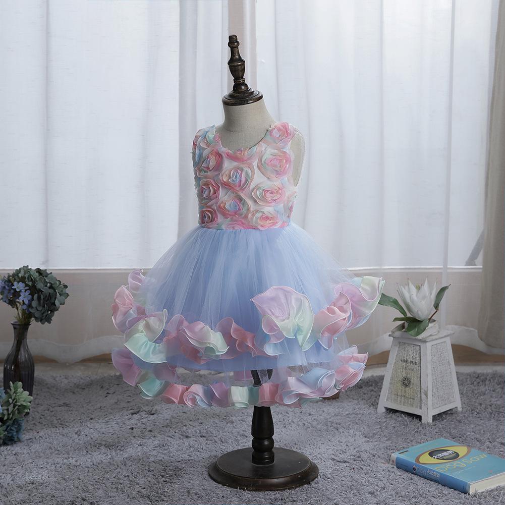 

Children s Lace Princess Dress for June 1st Performance – Flower Girl Puffy Dress for Small & Medium-Sized Kids 130cm