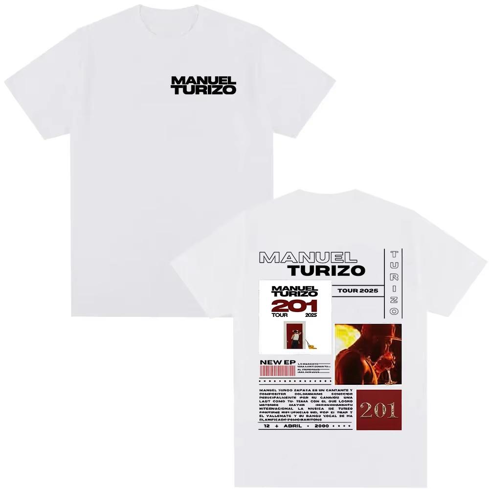 Rapper Manuel Turizo 201 Tour Album Graphic TShirt Men Hip Hop Gothic Short Sleeve T-shirt Fashion Pop Music T Shirts Streetwear