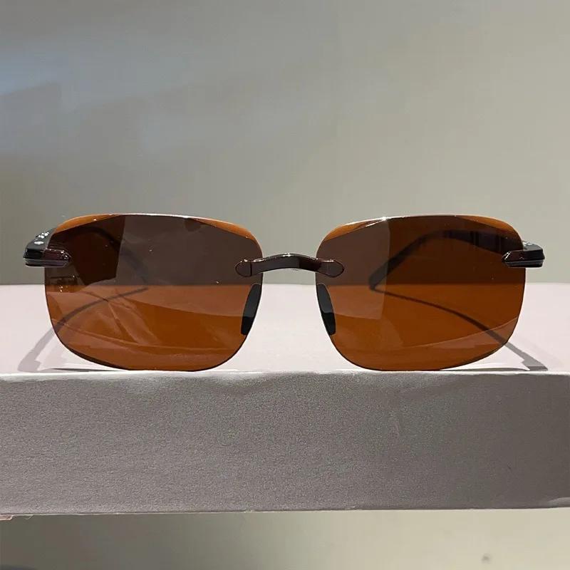 3PCS New Square Frameless Cut Edge Sunglasses for Driving and Fishing Trendy and Fashionable Anti Glare Sunglasses