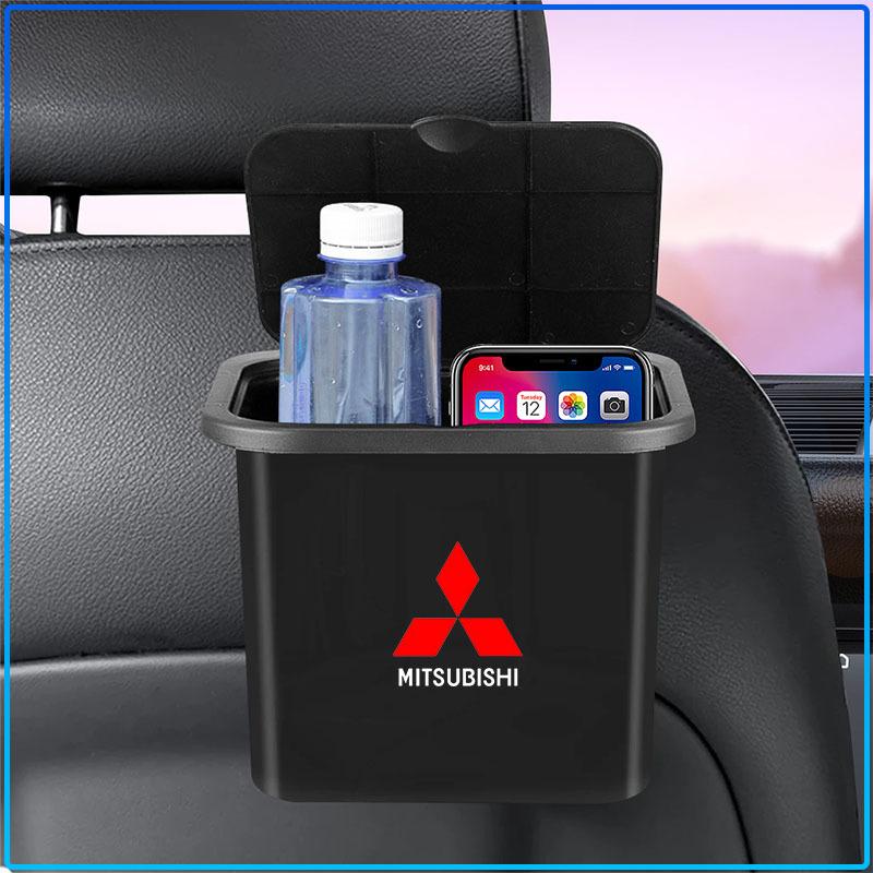 Car Trash Can Portable Hanging Vehicle Garbage Case Stickers For Mitsubishi Lancer Lancer ASX Outlander 2 3 Pajero Mirage exzos Pajero 4