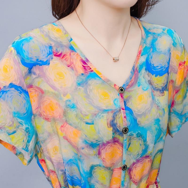 Elegant Women Dresses Summer Plus Size Vintage Clothes Short Sleeve Casual Long Dress