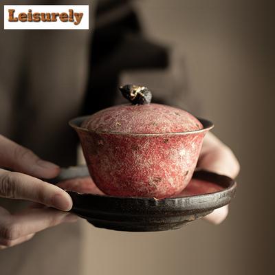 160ML Gesteinsfarbe Keramik Kürbis Gaiwan Elegante Teeschale Teeschale mit Deckel Set Teebereitung Abdeckung Schale für Tee Ornamente