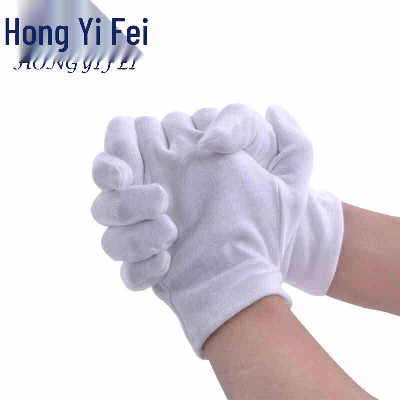 Hongyifei White Cotton Ceremonial & Work Gloves (12 Pairs)