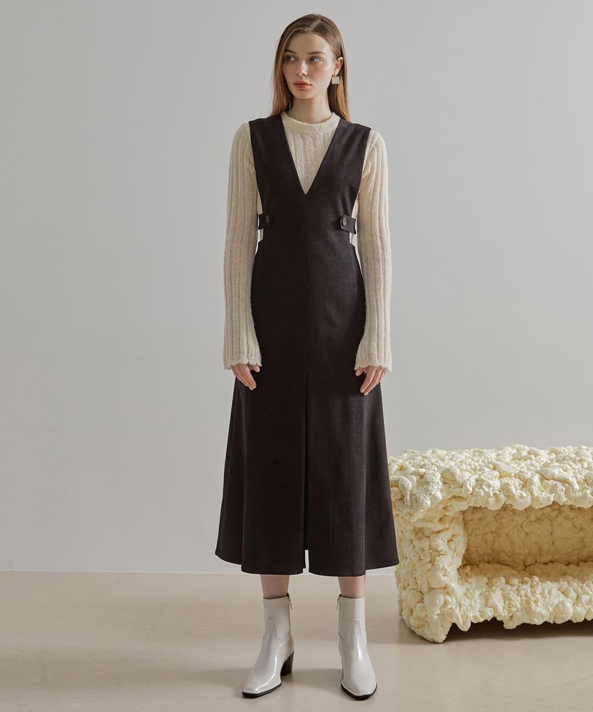 ETMON Scallop See-Through Knit Top Cream