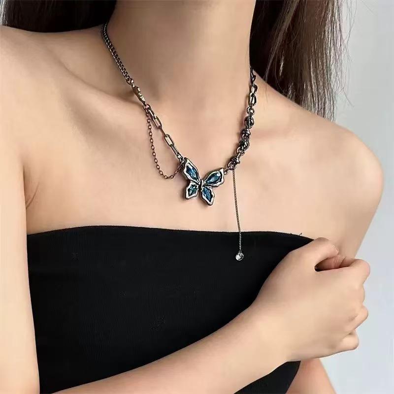 Y2K Spicy Girl Dark Star Leather Choker Necklace - Pure Desire Clavicle Chain