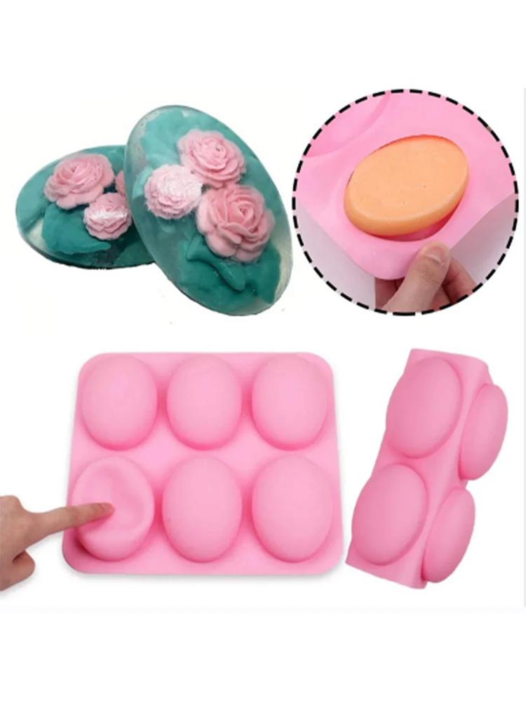 6 Mulden Multifunktionale Ovale Silikon Seifenform Für Kuchen Backform DIY Seifenherstellung Zubehör Leicht zu Entformen und Reinigen