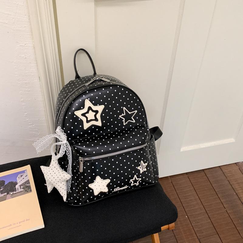 Schoolbag small schoolbag college style classic polka dot star backpack new Korean high value large capacity versatile backpack