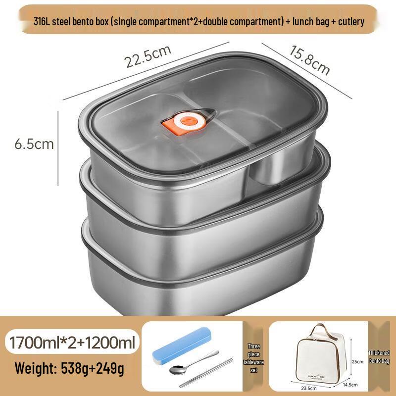 Van Gogh 3-Layer Stainless Steel Bento Lunch Box Set 4600ml