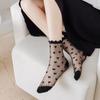 Lolita Invisible Socks Women Girls Summer Silk Lace Socks Crystal Silk Love Heart Ankle Socks Black White Transparent JK Sock