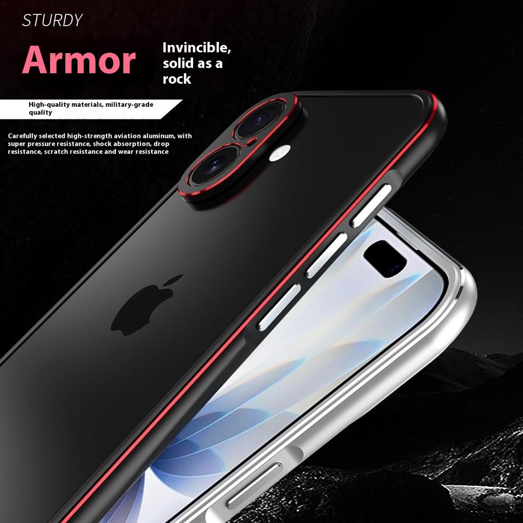 Pro iPhone 17 Nárazníkové pouzdro Bezzadní rámový kryt telefonu s ochranou čočky
