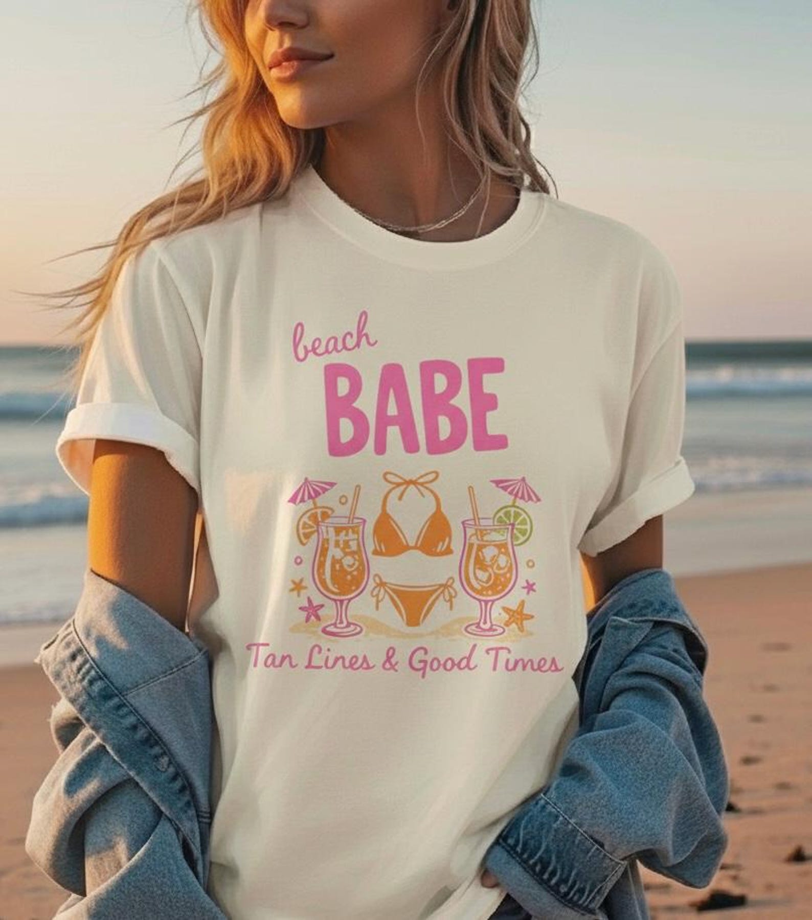 Beach Babe Tshirt, Summer Vibes Tee, Vacation Outfit, Girly Beach Shirt, Cocktail Summer Tee, Comfort Colors 4XL