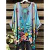 Damen Sommer Böhmisches T-Shirt mit Blumendruck Vintage Helllila Y2k Grafik Rundhals Kleidung Elegant Frau Kurzarm Top