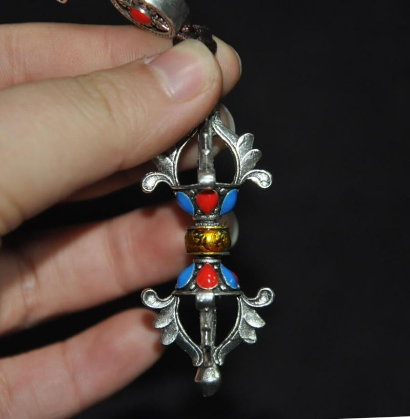 Tibet Buddhism Tibetan Silver Vajra Dorje Phurpa Exorcism Talisman Faqi Pendant