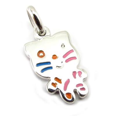 [K4516] - Multicolored 'Kitten' Silver Pendant