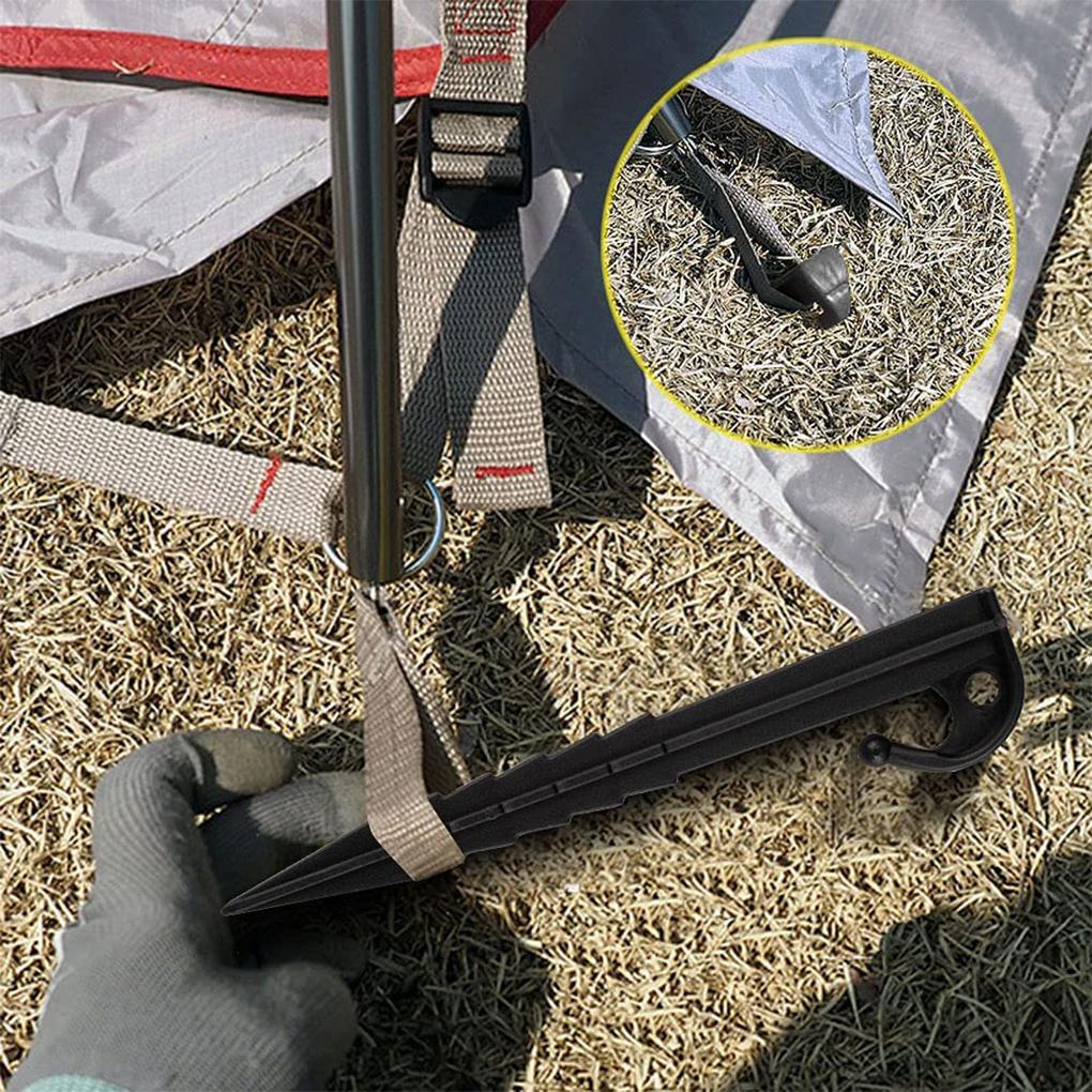 Pack of 20 Tent Nails Plastic Ground Pegs with Hooks Garden Fence Rainproof Cloth Camping Awning Stakes Support Nail