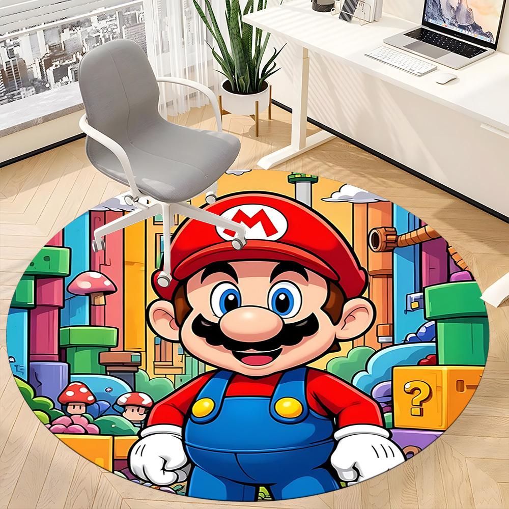 1pc Mario Adventure Office Round Area Rug, Under Office Chairs Bedroom Living Room Home Decor a0926184