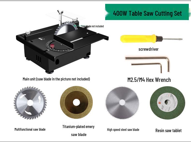 400W Portable Mini Table Saw for Woodworking - Compact Sliding Electric Saw