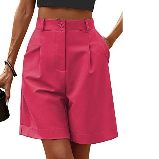 Women's Summer Slim Fit High Waisted Loose Fit Slimming Straight Leg Casual Mid Length Pants Breathable Wide Leg Cropped Pants