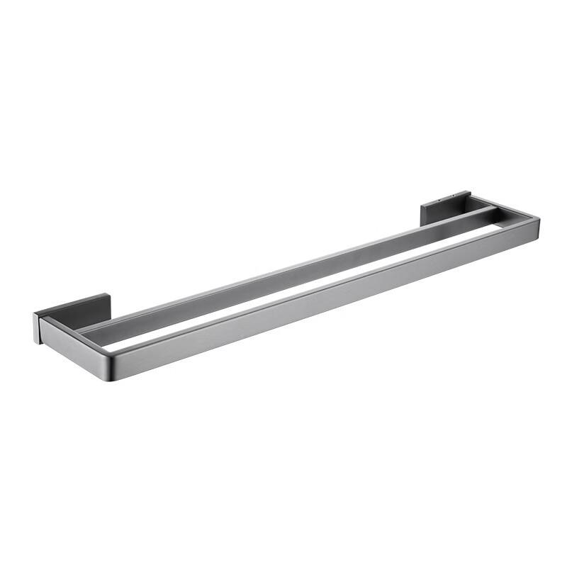 OIMG Gunmetal Grey Double Rod Towel Rack with Shelf