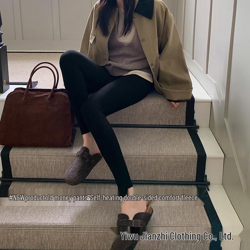 

Black Gold Heat-Retaining Velvet Silk High-Waisted Stretch Leggings for Women XL (120-140 jin)