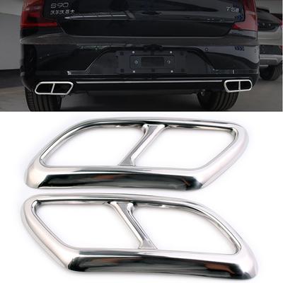 Auto Hinten Dual Auspuff Endrohr Aufkleber Abdeckung Trim Für Volvo 2016- S90 V90 S60 Stahl Chrom Schalldämpfer teil
