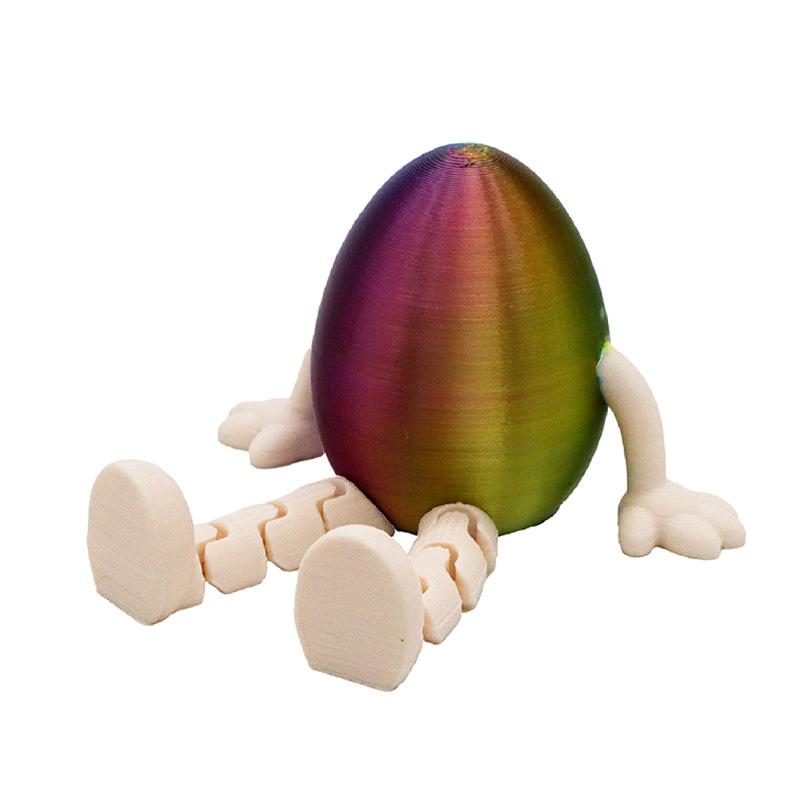 Cartoon Easter Bunny Easter Egg 3D Printed Toy Movable Rabbit Ornament Portable Home Decoration Creative Easter Egg Gifts