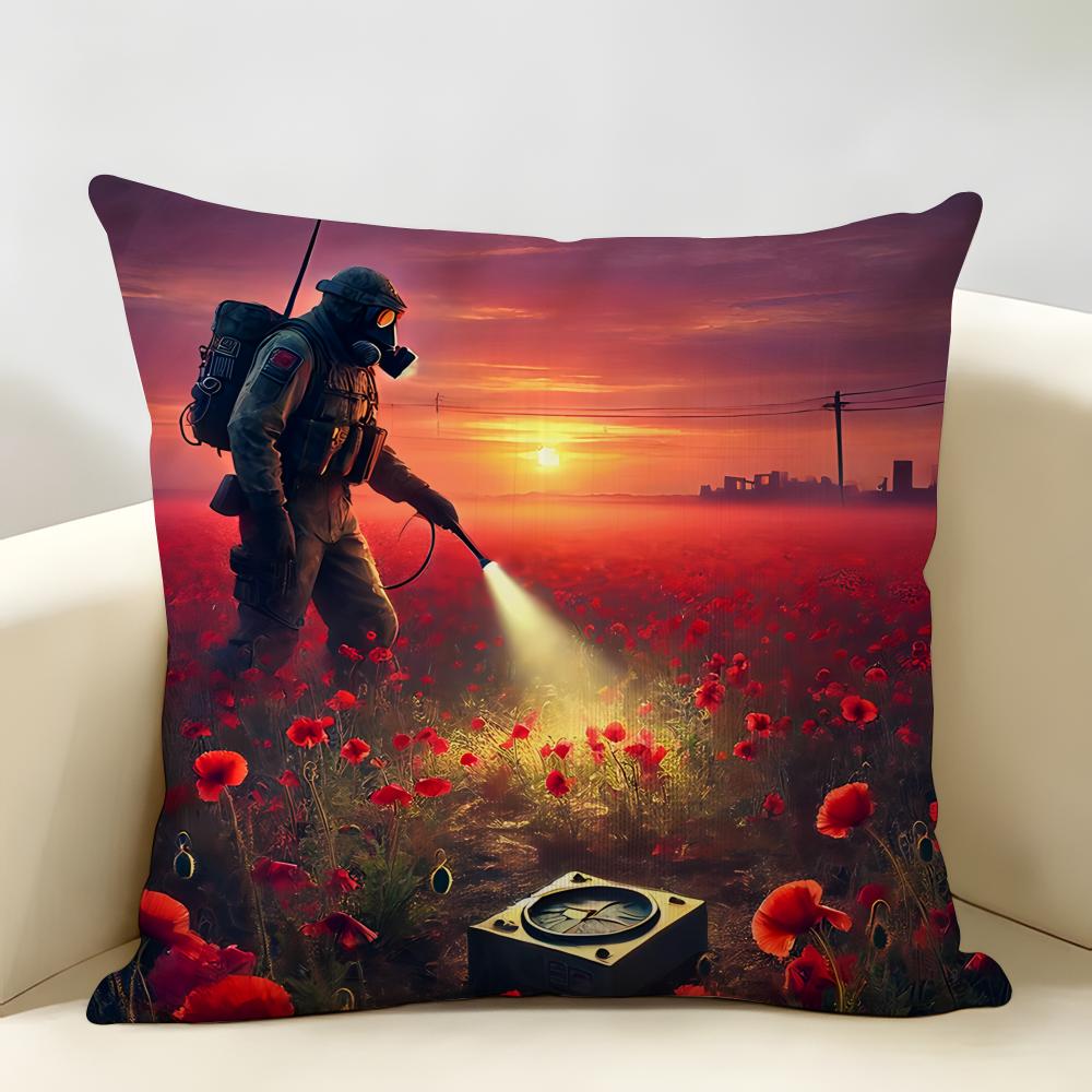 SStalker Cool Game Cushion Cover Natural Linen Organic Fabric DoubleSided Printing Room Sofa Decor Pillow Case