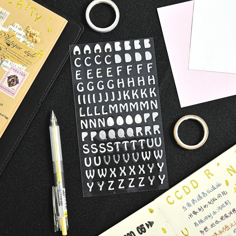 Stickere Creative cu Alfabet și Numere cu Ștanțare la Cald pentru Jurnale și Proiecte DIY