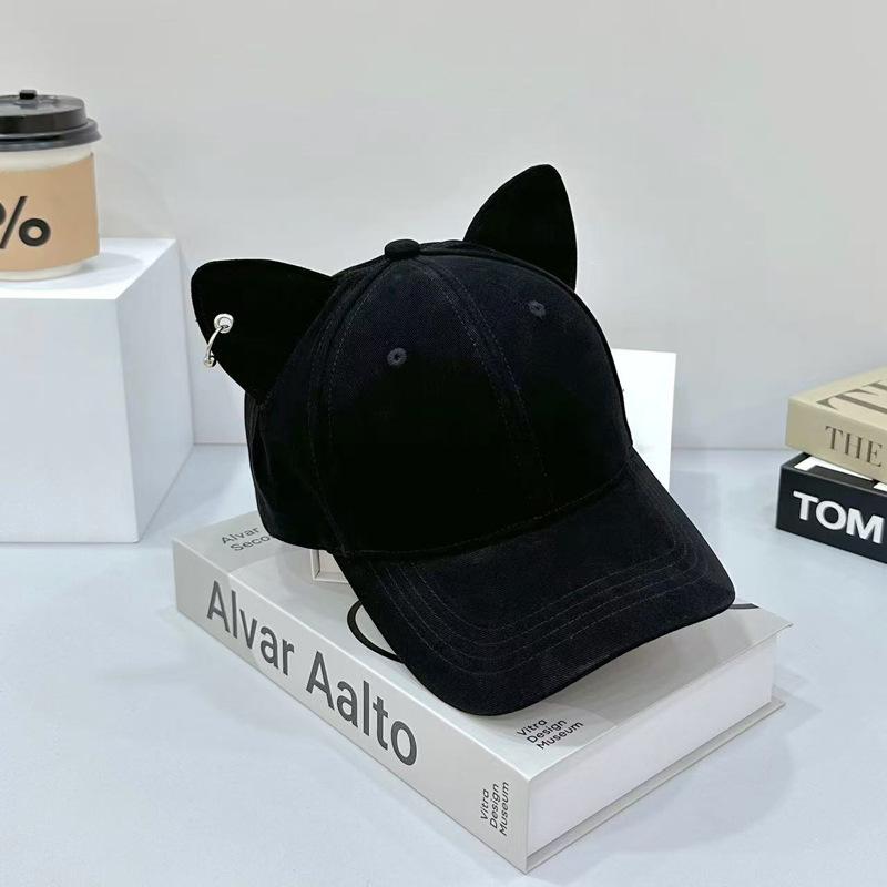 New Adjustable Hat Solid Color Cute Cat Ears Baseball Cap Trendy Cartoon Dad Hat Casual Couple Sun Hats For Women