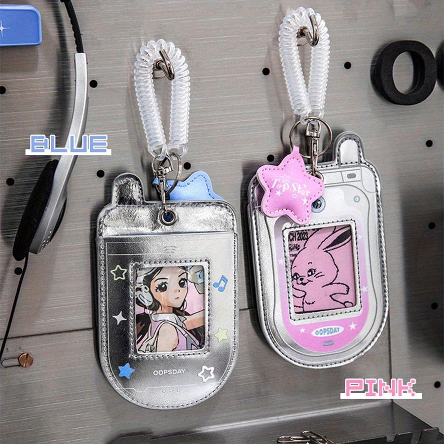 1Pcs Star Cute Photocard Holder Keychain Mobile Phone Shape Photo Card Holder Keychain Card Protective Cover