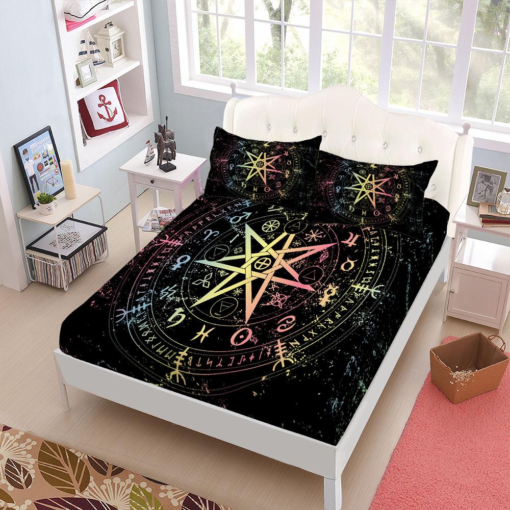 Ethnic Bohemian Fitted Sheet Set King Queen Double Full Size Bed Linen Set 25cm Deep